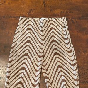 Urban Outfitters Brown and Cream Wave-Print Bootcut Pants